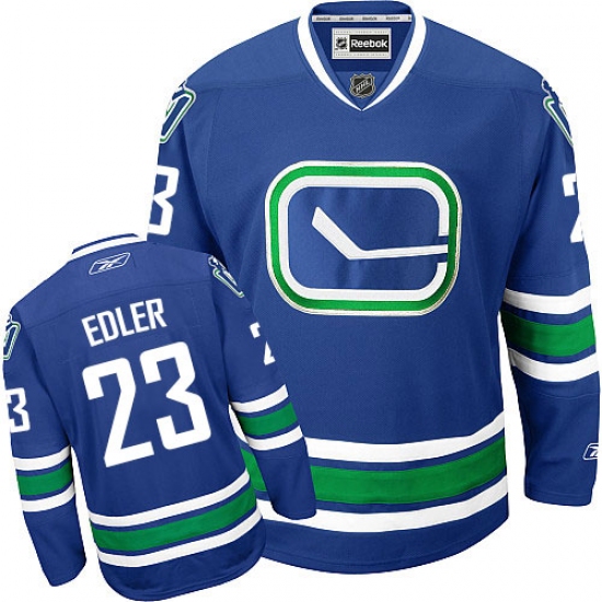 Youth Reebok Vancouver Canucks 23 Alexander Edler Authentic Royal Blue Third NHL Jersey