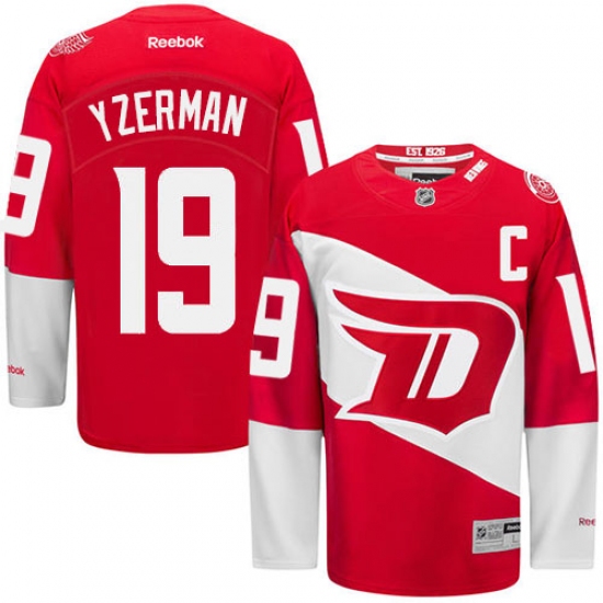 Men's Reebok Detroit Red Wings 19 Steve Yzerman Authentic Red 2016 Stadium Series NHL Jersey