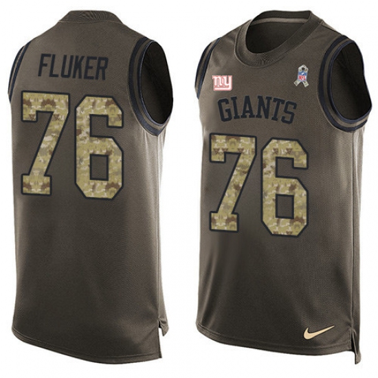 Men's Nike New York Giants 76 D.J. Fluker Limited Green Salute to Service Tank Top NFL Jersey
