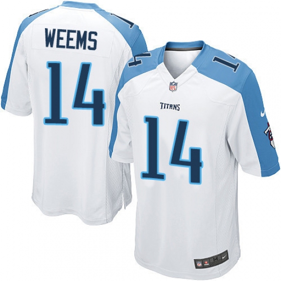 Men's Nike Tennessee Titans 14 Eric Weems Game White NFL Jersey