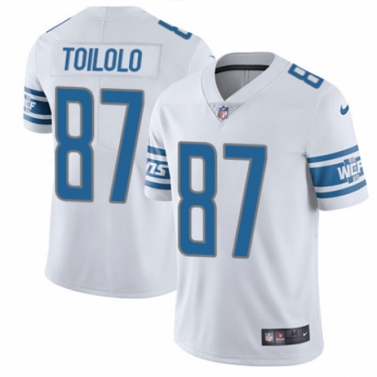 Youth Nike Detroit Lions 87 Levine Toilolo White Vapor Untouchable Limited Player NFL Jersey