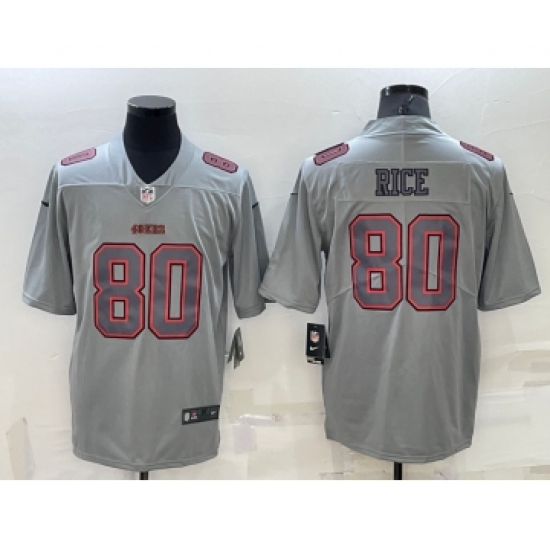 Men's San Francisco 49ers 80 Jerry Rice Grey Atmosphere Fashion 2022 Vapor Untouchable Stitched Limited Jersey