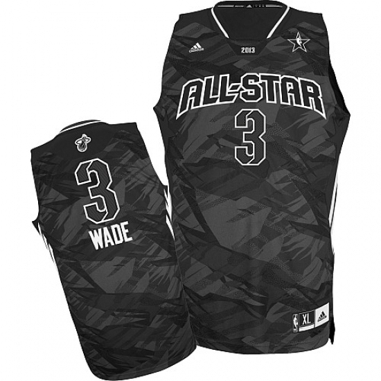 Men's Adidas Miami Heat 3 Dwyane Wade Swingman Black 2013 All Star NBA Jersey