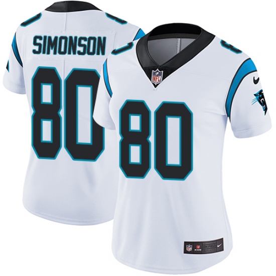 Women's Nike Carolina Panthers 80 Scott Simonson White Vapor Untouchable Limited Player NFL Jersey