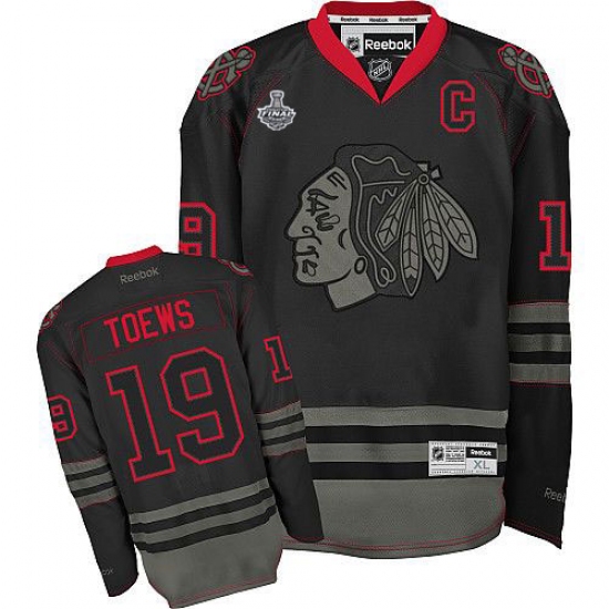 Men's Reebok Chicago Blackhawks 19 Jonathan Toews Premier Black Ice NHL Jersey