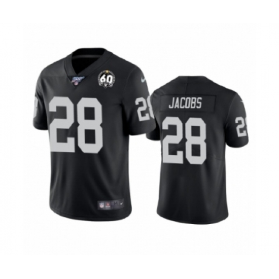 Youth Oakland Raiders 28 Josh Jacobs Black 60th Anniversary Vapor Untouchable Limited Player 100th Season Football Jersey