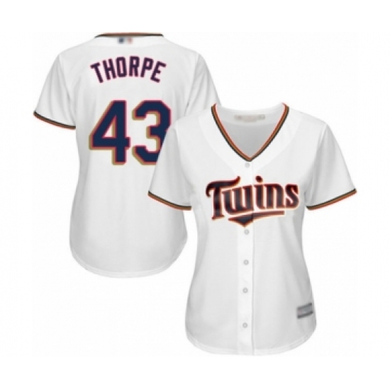 Women's Minnesota Twins 43 Lewis Thorpe Authentic White Home Cool Base Baseball Player Jersey