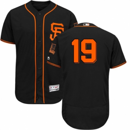 Men's Majestic San Francisco Giants 19 Alen Hanson Black Alternate Flex Base Authentic Collection MLB Jersey