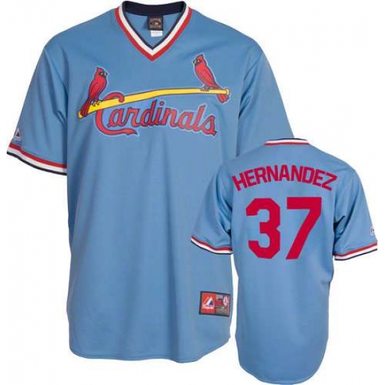 Men's Majestic St. Louis Cardinals 37 Keith Hernandez Replica Blue Cooperstown Throwback MLB Jersey
