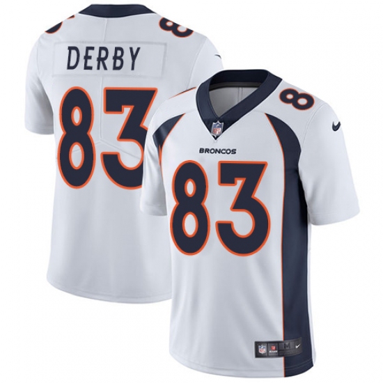 Men's Nike Denver Broncos 83 A.J. Derby White Vapor Untouchable Limited Player NFL Jersey