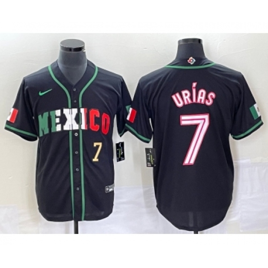 Men's Mexico Baseball 7 Julio Urias Number 2023 Black White World Classic Stitched Jersey2
