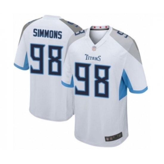 Men's Tennessee Titans 98 Jeffery Simmons Game White Football Jersey