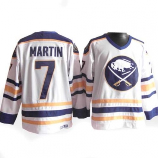 Men's CCM Buffalo Sabres 7 Rick Martin Authentic White Throwback NHL Jersey