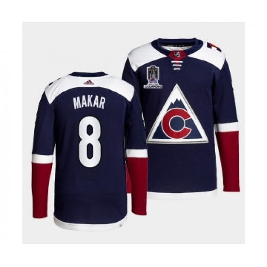 Men's Colorado Avalanche 8 Cale Makar 2022 Navy Stanley Cup Champions Patch Stitched Jersey