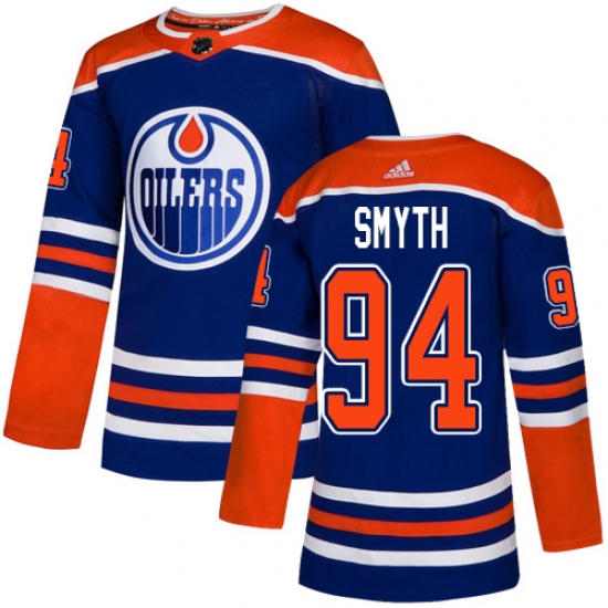 Men's Adidas Edmonton Oilers 94 Ryan Smyth Premier Royal Blue Alternate NHL Jersey