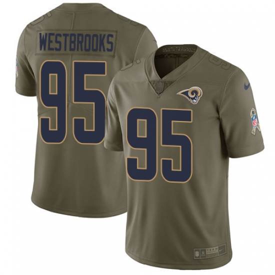 Men's Nike Los Angeles Rams 95 Ethan Westbrooks Limited Olive 2017 Salute to Service NFL Jersey