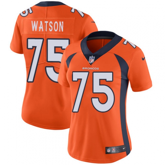Women's Nike Denver Broncos 75 Menelik Watson Orange Team Color Vapor Untouchable Limited Player NFL Jersey