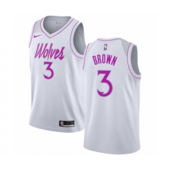 Men's Nike Minnesota Timberwolves 3 Anthony Brown White Swingman Jersey - Earned Edition