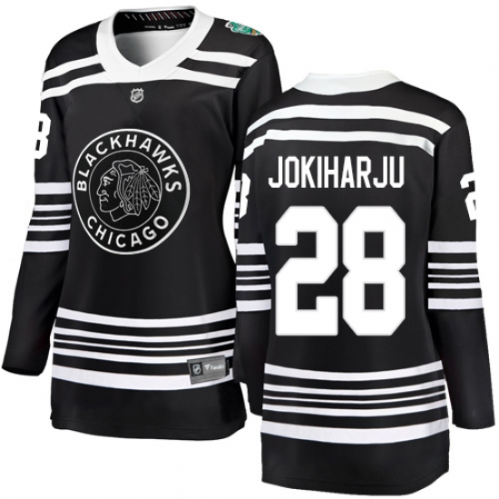 Women's Chicago Blackhawks 28 Henri Jokiharju Black 2019 Winter Classic Fanatics Branded Breakaway NHL Jersey