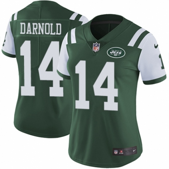 Women's Nike New York Jets 14 Sam Darnold Green Team Color Vapor Untouchable Limited Player NFL Jersey