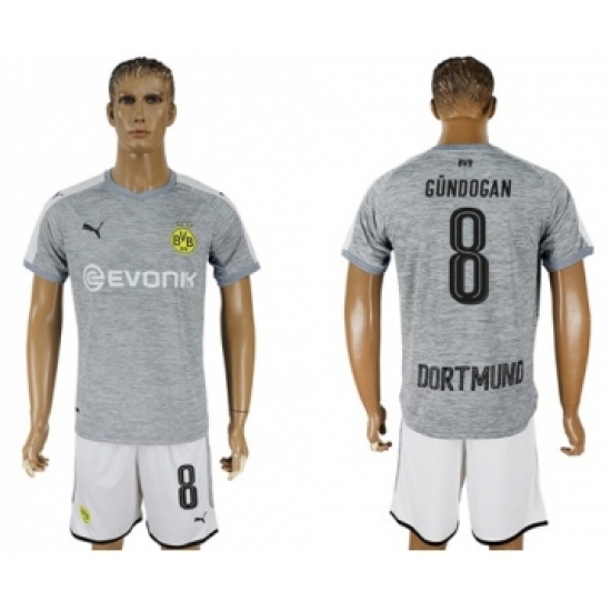 Dortmund 8 Gundogan Grey Soccer Club Jersey
