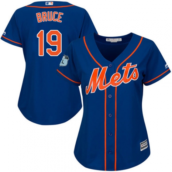Women's Majestic New York Mets 19 Jay Bruce Replica Royal Blue Alternate Home Cool Base MLB Jersey