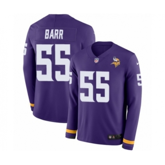 Youth Nike Minnesota Vikings 55 Anthony Barr Limited Purple Therma Long Sleeve NFL Jersey