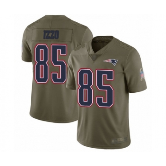 Youth New England Patriots 85 Ryan Izzo Limited Olive 2017 Salute to Service Football Jersey