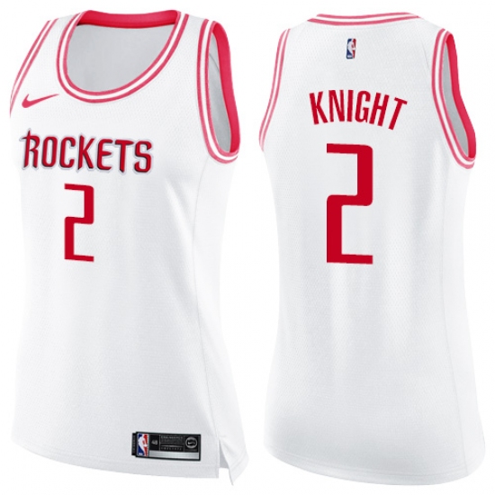 Women's Nike Houston Rockets 2 Brandon Knight Swingman White Pink Fashion NBA Jersey