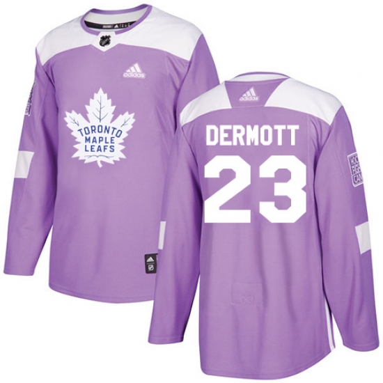 Men's Adidas Toronto Maple Leafs 23 Travis Dermott Authentic Purple Fights Cancer Practice NHL Jersey