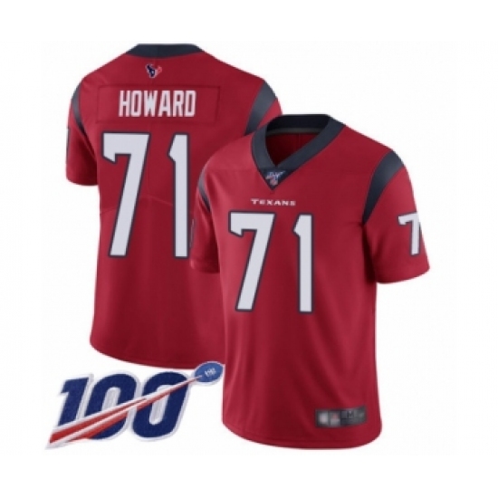 Men's Houston Texans 71 Tytus Howard Red Alternate Vapor Untouchable Limited Player 100th Season Football Jersey