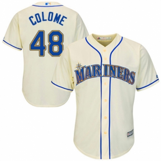 Youth Majestic Seattle Mariners 48 Alex Colome Authentic Cream Alternate Cool Base MLB Jersey