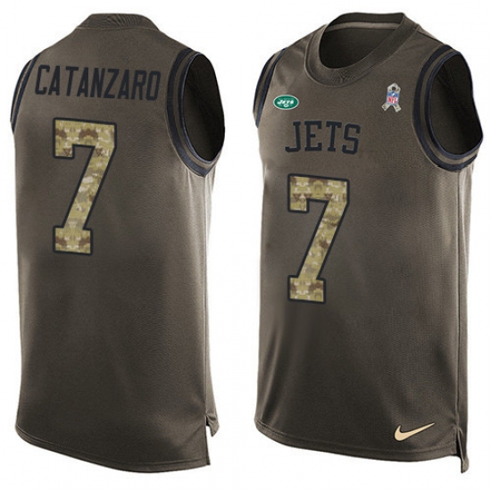 Men's Nike New York Jets 7 Chandler Catanzaro Limited Green Salute to Service Tank Top NFL Jersey