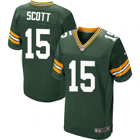 Men's Nike Green Bay Packers 15 JK Scott Elite Green Team Color NFL Jersey