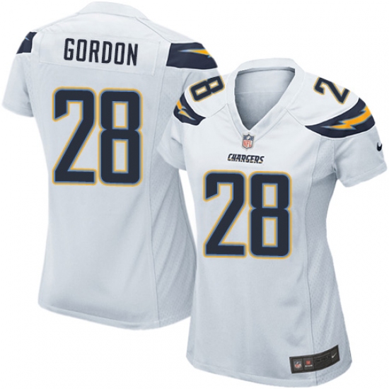 Women's Nike Los Angeles Chargers 28 Melvin Gordon Game White NFL Jersey