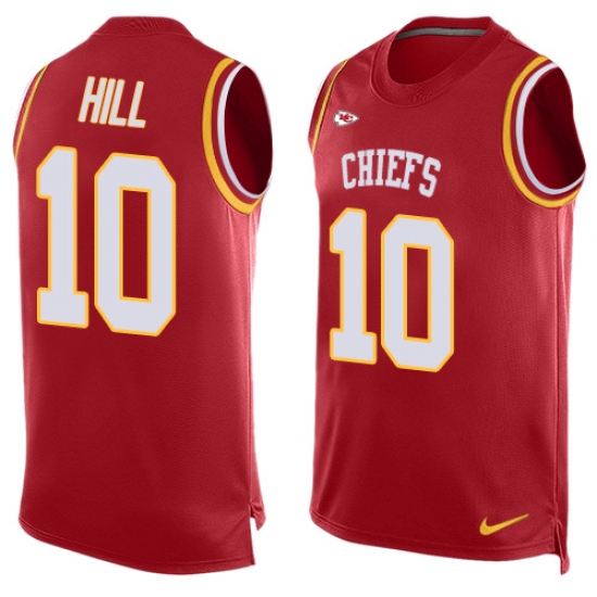 Men's Nike Kansas City Chiefs 10 Tyreek Hill Limited Red Player Name & Number Tank Top NFL Jersey