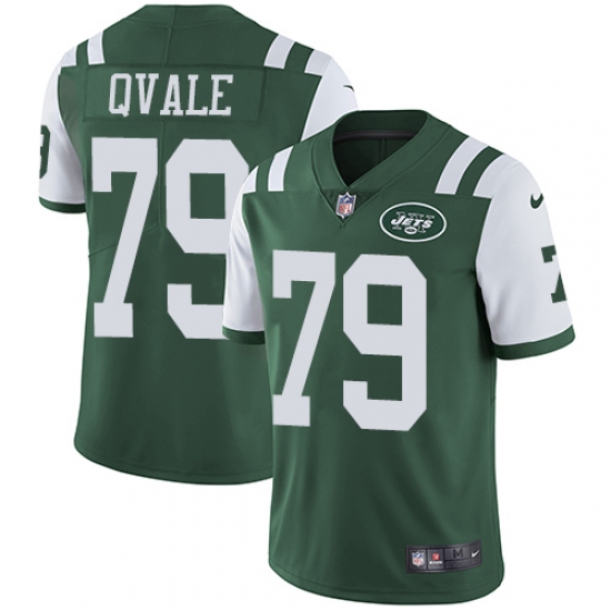 Men's Nike New York Jets 79 Brent Qvale Green Team Color Vapor Untouchable Limited Player NFL Jersey