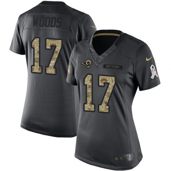 Women's Nike Los Angeles Rams 17 Robert Woods Limited Black 2016 Salute to Service NFL Jersey