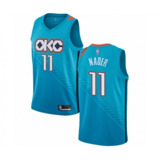 Men's Oklahoma City Thunder 11 Abdel Nader Authentic Turquoise Basketball Jersey - City Edition
