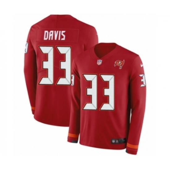 Men's Nike Tampa Bay Buccaneers 33 Carlton Davis Limited Red Therma Long Sleeve NFL Jersey