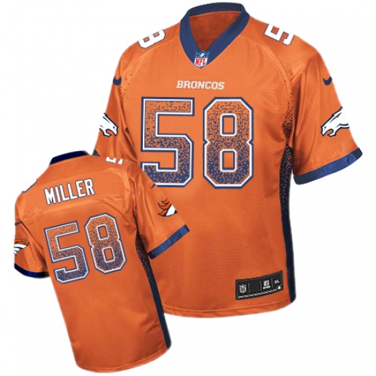 Men's Nike Denver Broncos 58 Von Miller Elite Orange Drift Fashion NFL Jersey