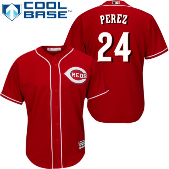 Men's Majestic Cincinnati Reds 24 Tony Perez Replica Red Alternate Cool Base MLB Jersey