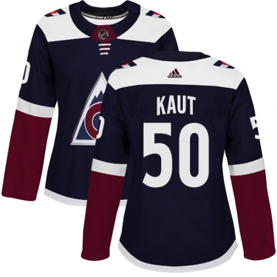 Women's Adidas Colorado Avalanche 50 Martin Kaut Authentic Navy Blue Alternate NHL Jersey