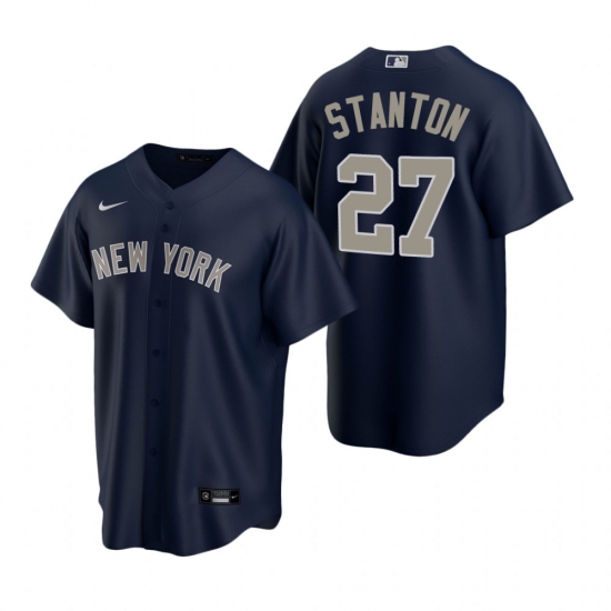 Men's Nike New York Yankees 27 Giancarlo Stanton Navy Alternate Stitched Baseball Jersey