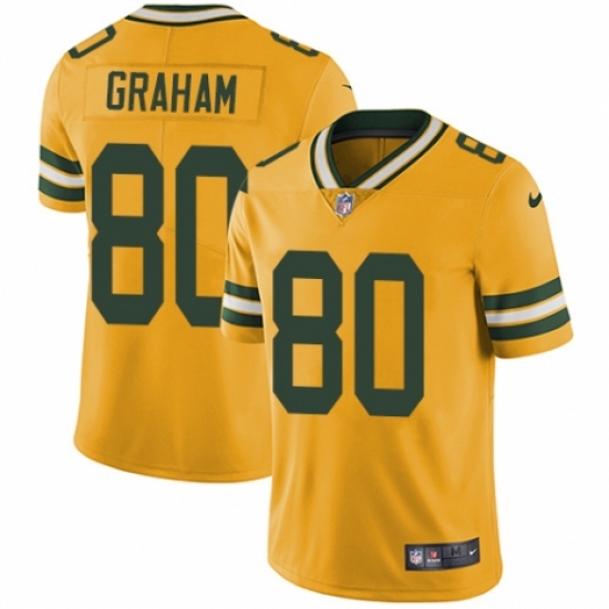 Men's Nike Green Bay Packers 80 Jimmy Graham Elite Gold Rush Vapor Untouchable NFL Jersey