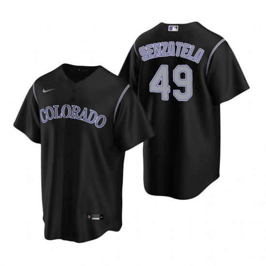 Men's Nike Colorado Rockies 49 Antonio Senzatela Black Alternate Stitched Baseball Jersey