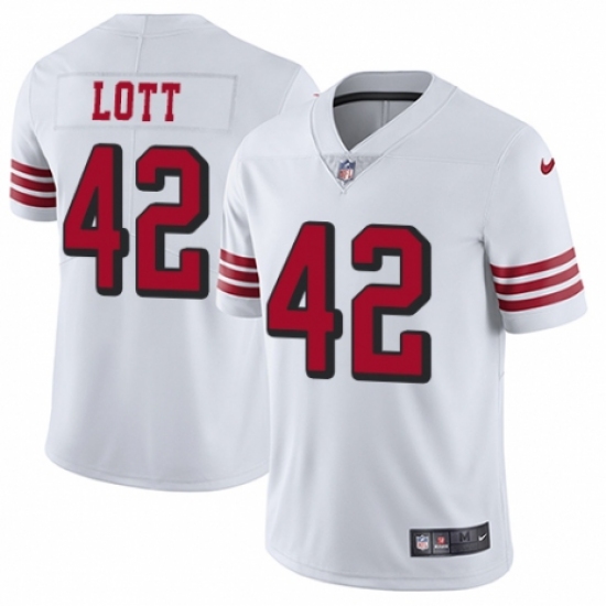 Youth Nike San Francisco 49ers 42 Ronnie Lott Limited White Rush Vapor Untouchable NFL Jersey