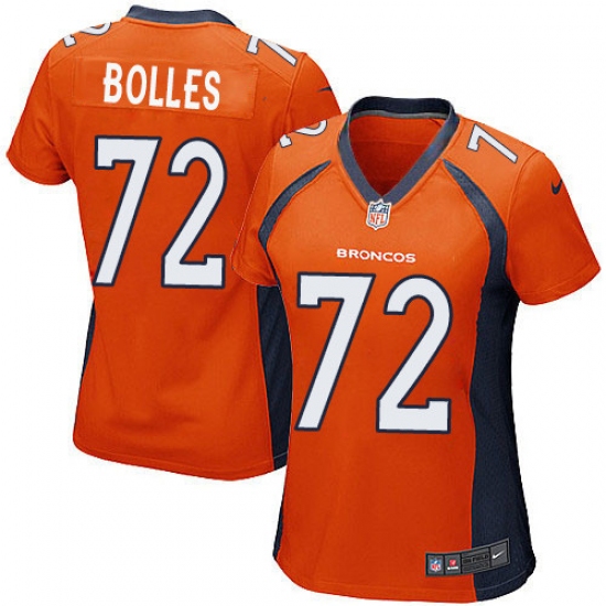 Women's Nike Denver Broncos 72 Garett Bolles Game Orange Team Color NFL Jersey
