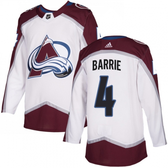 Men's Adidas Colorado Avalanche 4 Tyson Barrie White Road Authentic Stitched NHL Jersey