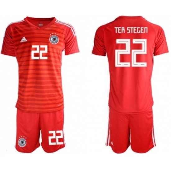 Germany 22 Ter Stegen Red Goalkeeper Soccer Country Jersey